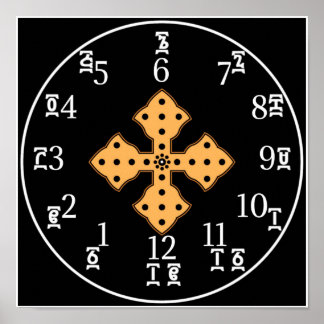 Póster Aprenda Biblia Amárica a través del reloj Meskel e