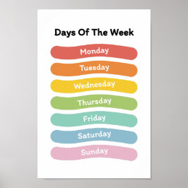 Póster Aprenda Días de la Semana Poster