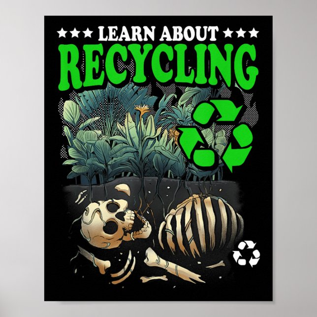 Póster Aprenda sobre el reciclaje Día de la Tierra Protec (Frente)