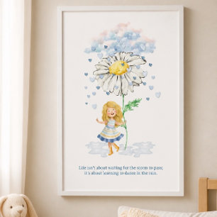 Póster Aprende a Bailar en la Lluvia Niña y Flor