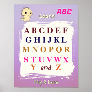 Póster Aprende ABC con Dino