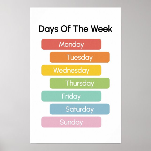 Póster Aprende Días de la Semana (Frente)