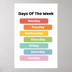 Póster Aprende Días de la Semana