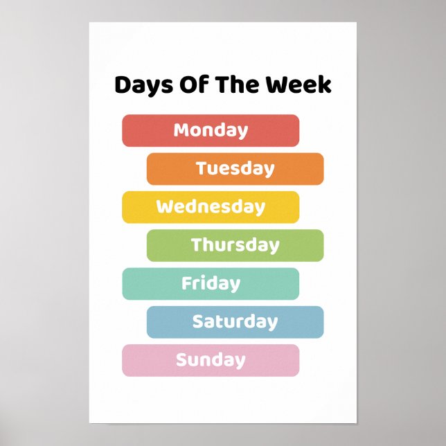 Póster Aprende Días de la Semana (Frente)