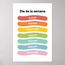 Póster Aprende días de la semana (en español)