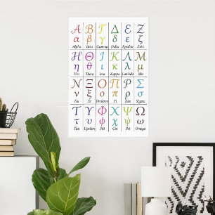 Póster Aprende Letras Griegas Manuscritas Alfabeto Grie