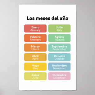 Póster Aprende meses del año (en español)