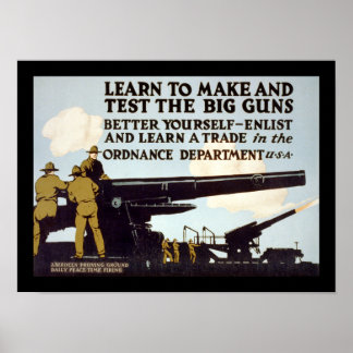Póster Aprender a hacer y probar las armas grandes