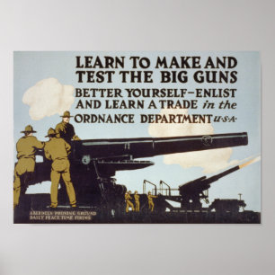 Póster Aprender a hacer y probar las armas grandes