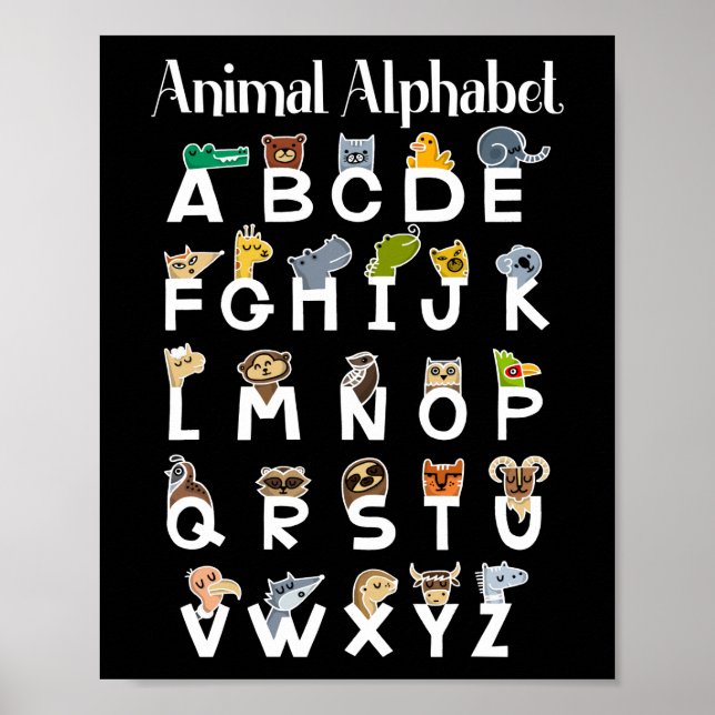 Póster Aprender alfabetos niños aburren a los animales AB (Frente)