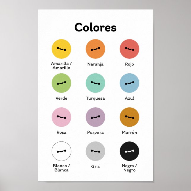 Póster Aprender colores (en español) (Frente)