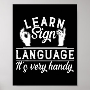 Póster Aprender Lenguaje De Señas Profesor De Asl Concien