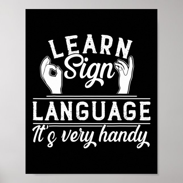 Póster Aprender Lenguaje De Señas Profesor De Asl Concien (Frente)