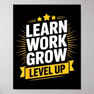 Póster Aprender Trabajar Crecer Subir Motivación Crecimie