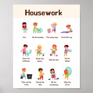 Póster Aprendizaje en la escuela de trabajo doméstico