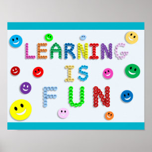 PÓSTER APRENDIZAJE ES DIVERTIDO, FELIZ DE ENFRENTARSE AL