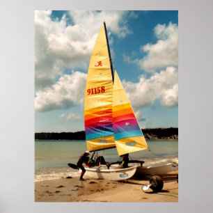 Póster Aprendizaje navegar un catamarán de Hobie