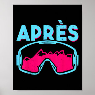 Póster Après, Gafas de Esquí Retro Vintage Años 80 90 Esq
