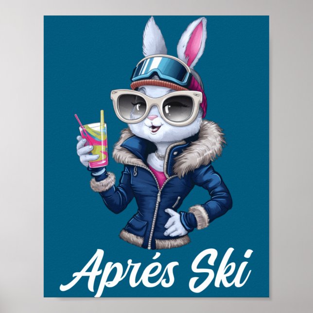 Póster Apres Ski Hat Party Design Ski Bunny Skier Outfit  (Frente)