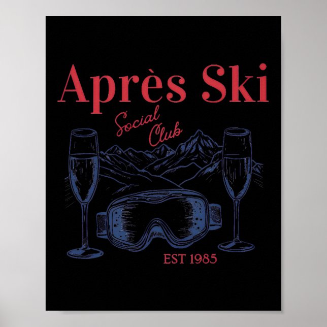 Póster Apres Ski Social Club Bebe Fiesta Mujeres Invierno (Frente)