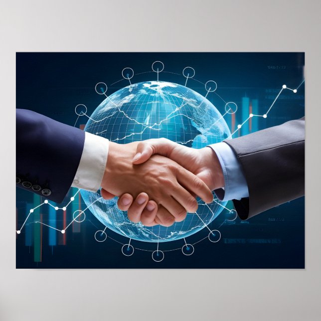 Póster apretón de manos de hombres de negocios (Frente)