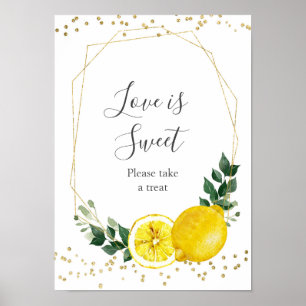 Póster Apretón principal limón El amor es un dulce trato