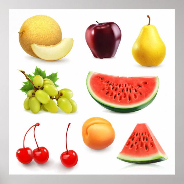 Póster Apricot de arándanos de manzana de sandía (Frente)