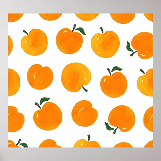 Póster Apricots Acuarela Vintage de fondo blanco (Frente)