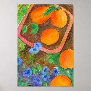 Póster Apricots Royal Watercolor Flores Silvestres Vida