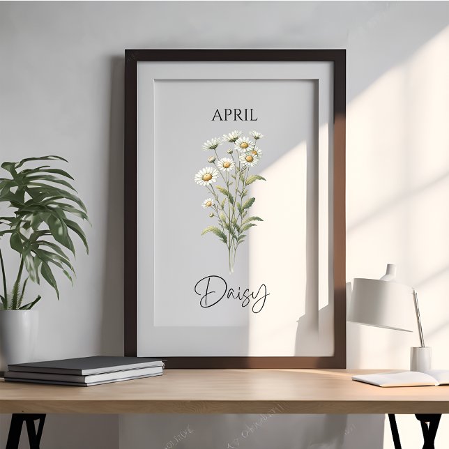 Póster April Birth Month Daisy Floral (Subido por el creador)