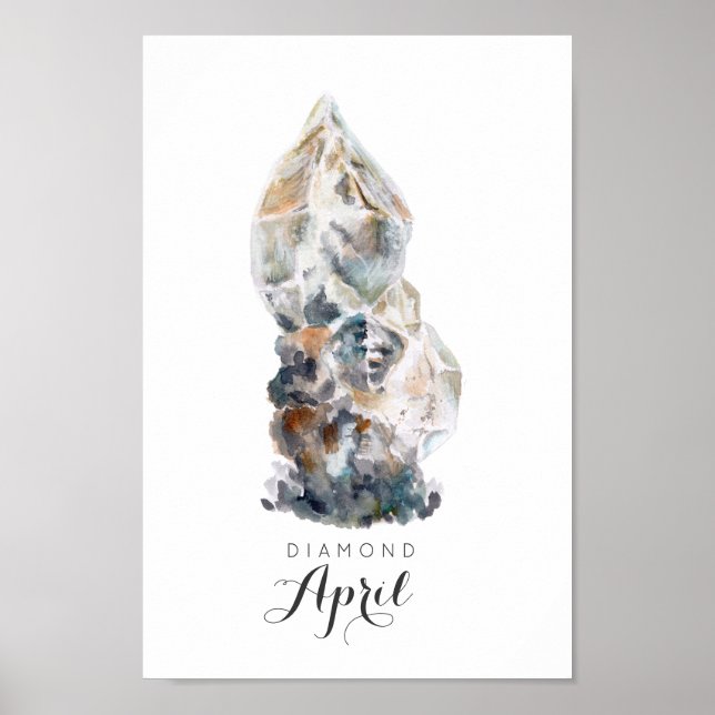 Póster April Birthstone - Diamond Watercolor | POSTER (Frente)