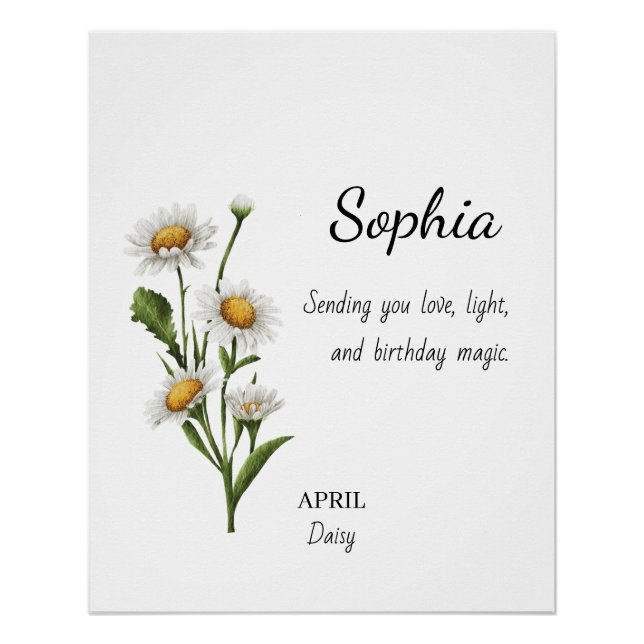 Póster April Daisy Personalized Birthday (Anverso)