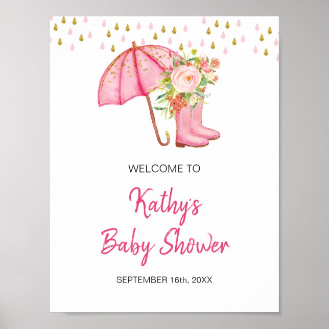 Póster April Showers Bring May Flower Baby Shower Bienven (Frente)