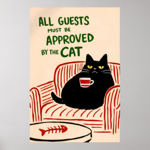 Póster aprobado por gatos, Arte de pared divertido