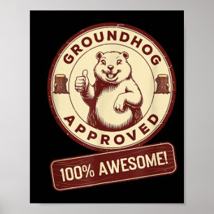 Póster Aprobado por la marmota 100% divertido increíble v
