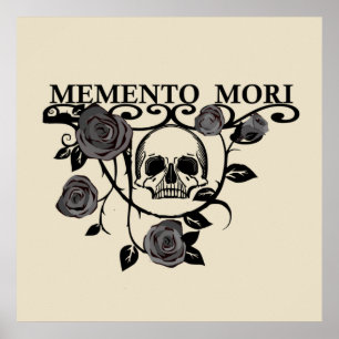 Póster Aprovecha el Día - Rosas Negras - Cráneo Memento M