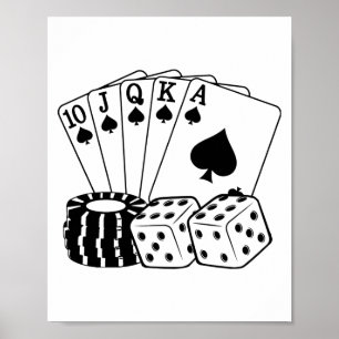 Póster Apuestas en las tarjetas de casino Dice Chips de p