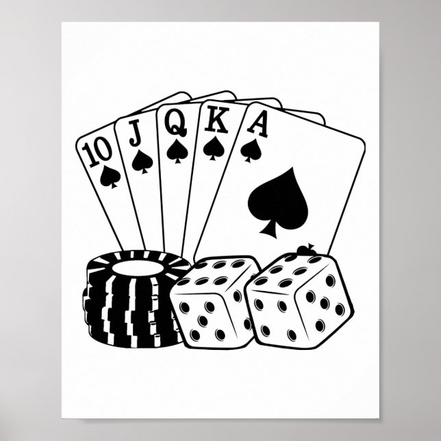 Póster Apuestas en las tarjetas de casino Dice Chips de p (Frente)