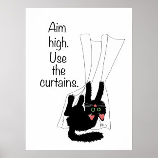 Póster Apuntar Alto. Usa las cortinas.
