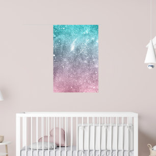 Póster Aqua azul Rosa ombre mar galaxia abstracto