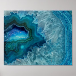 Póster Aqua Blue Agate Crystal Geode Night Light