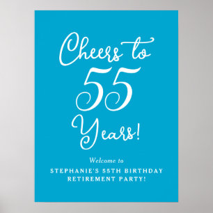 Póster Aqua Blue Cheers a 55 años de Fiesta de Jubilación