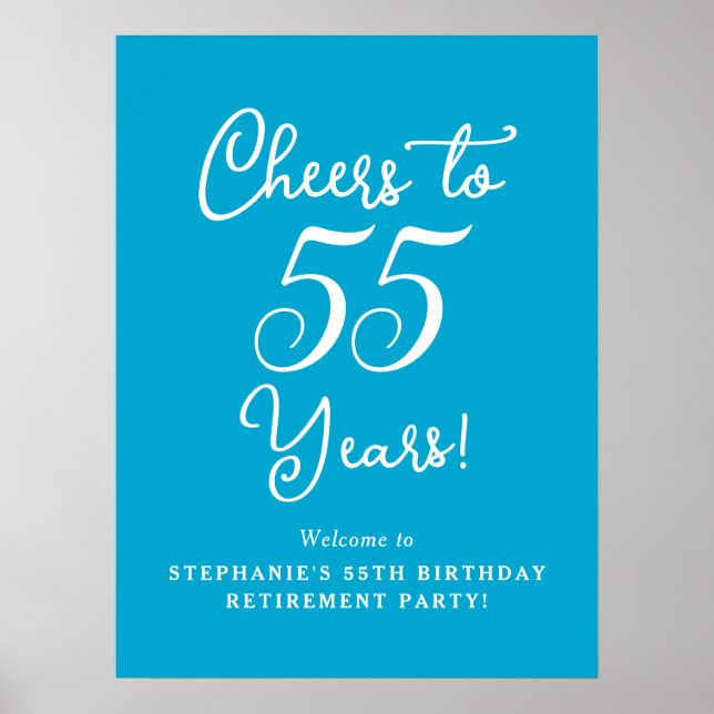 Póster Aqua Blue Cheers a 55 años de Fiesta de Jubilación (Frente)