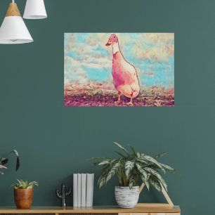Póster Aqua Blue Peachy Duck Art Decor Poster