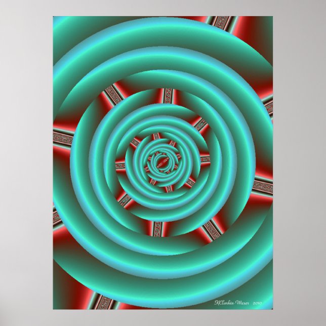 Póster Aqua con la espiral de los Prongs Rojos (Frente)