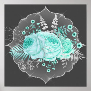 Póster Aqua Fantasy Floral