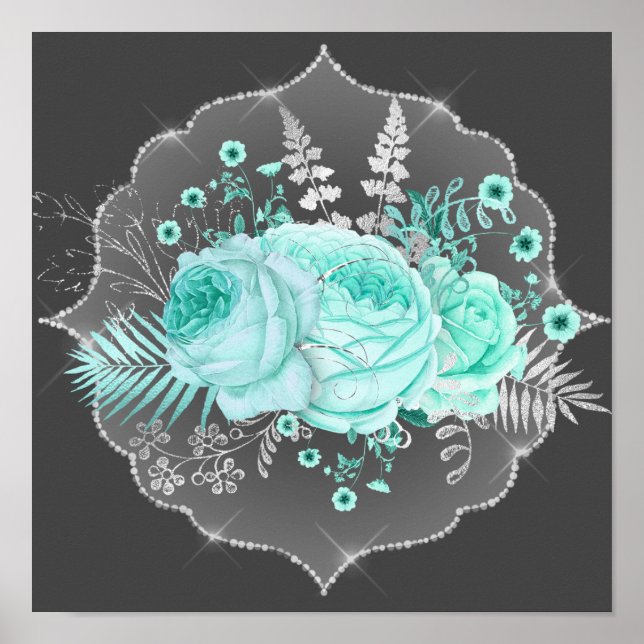 Póster Aqua Fantasy Floral (Frente)
