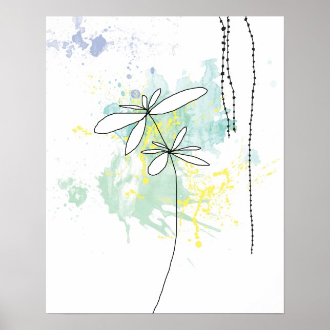 Póster Aqua Floral Splash-Poster (Frente)
