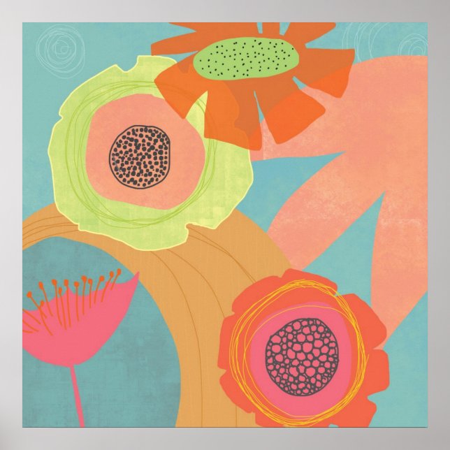 Póster Aqua Flower Pop - poster (Frente)