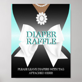 Póster Aqua Tiffany Baby Shower Diaper Raffle Rótulo Post